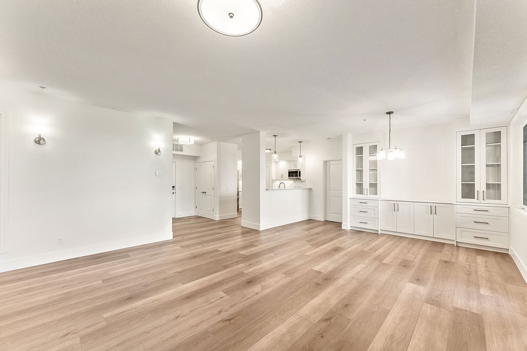 Installed hardwood flooring