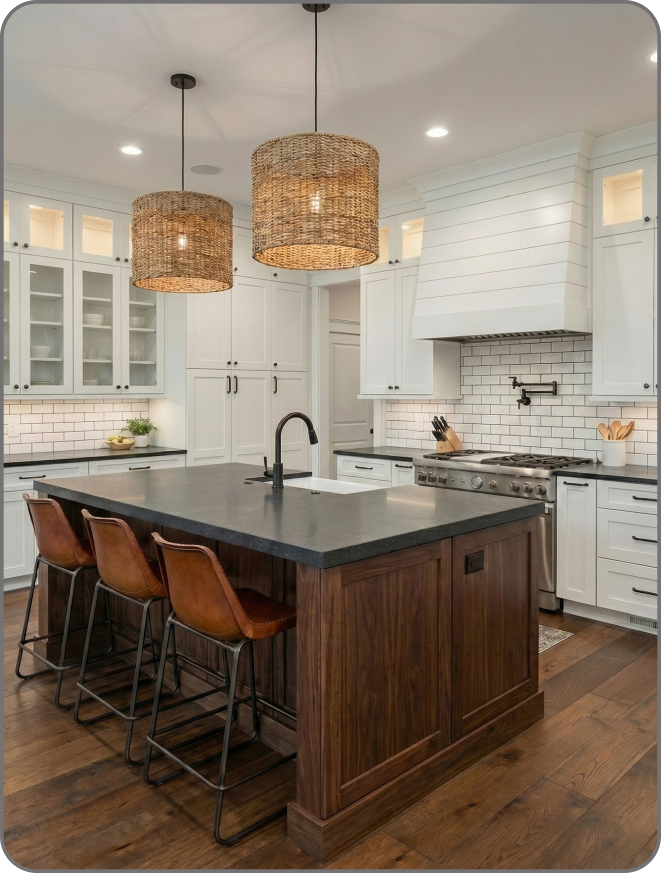 Modern brown renovated kitchen
